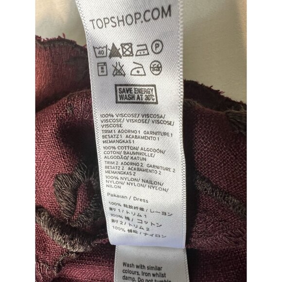 Top Shop Dress Embroidered SZ 12 Peter Pan Collar Twee Academia Wednesday Adams - Picture 9 of 14